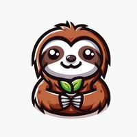 Cute Sloth emblem logo cartoon vector