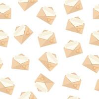 Open envelopes with letters. Seamless pattern white background. vector