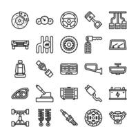 Car parts icon set in line style vector