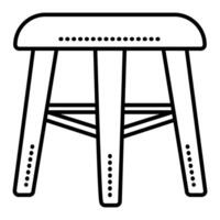 Backless stool, home furniture, single black line icon. Outline monochrome sign, editable stroke, pixel perfect vector