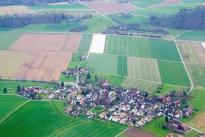 aerial drone shot panorama view of swiss village of Ziefen. photo