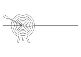 Continuous single line drawing of arrow on the target concept of business challenge pro illustration vector