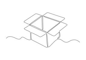 Open box continuous one line drawing premium illustration vector