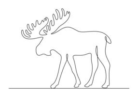 Moose continuous one line drawing premium illustration vector