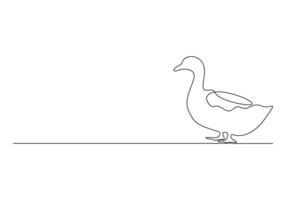 Duck continuous one line drawing premium illustration vector