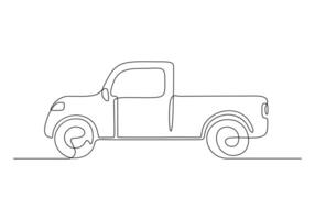 Pickup truck continuous one line drawing pro illustration vector