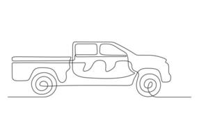 Pickup truck continuous one line drawing pro illustration vector