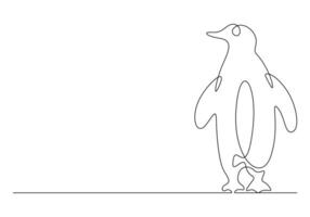 Penguin continuous one line drawing premium illustration vector