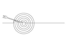 Continuous single line drawing of arrow on the target concept of business challenge pro illustration vector