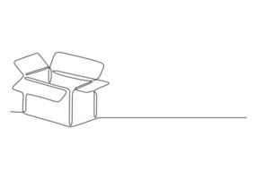 Open box continuous one line drawing premium illustration vector