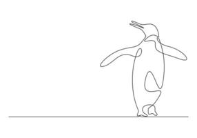 pingüino continuo uno línea dibujo prima ilustración vector