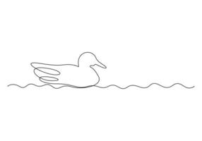 Duck continuous one line drawing premium illustration vector