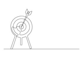 Continuous single line drawing of arrow on the target concept of business challenge pro illustration vector