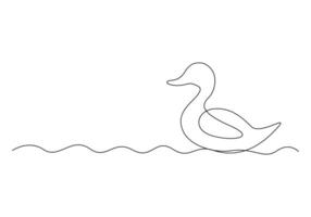 Duck continuous one line drawing premium illustration vector