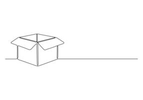 Open box continuous one line drawing premium illustration vector