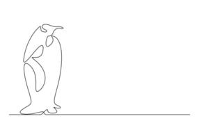 pingüino continuo uno línea dibujo prima ilustración vector