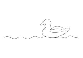 Duck continuous one line drawing premium illustration vector