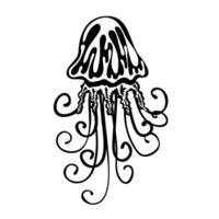 Silhouette of Jellyfish. Marine dweller. Concept of sea and ocean life vector