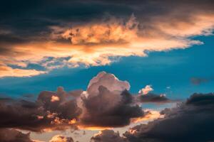 Dynamic sky blue sky above with depth enhancing cloud formations photo