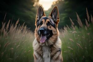 German shepherd dog portrayed in noble watercolor painting photo