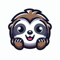 Cute Sloth emblem logo cartoon vector