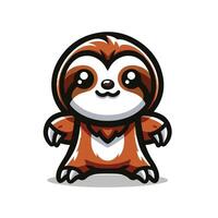 Cute Sloth emblem logo cartoon vector