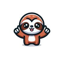 Cute Sloth emblem logo cartoon vector