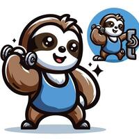 Cute Sloth emblem logo cartoon vector