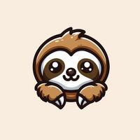 Cute Sloth emblem logo cartoon vector