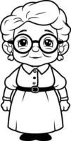 Grandmother Cartoon Mascot Character Illustration for Coloring Book vector