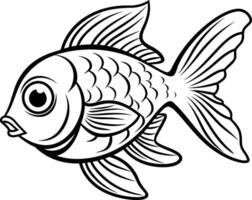 Fish. Black and White Illustration Isolated on White Background vector
