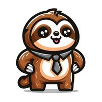 Cute Sloth emblem logo cartoon vector