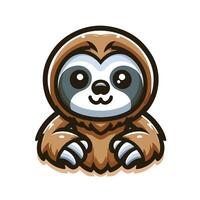 Cute Sloth emblem logo cartoon vector