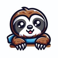 Cute Sloth emblem logo cartoon vector