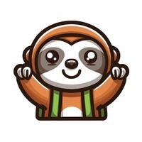 Cute Sloth emblem logo cartoon vector