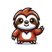 Cute Sloth emblem logo cartoon vector