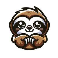 Cute Sloth emblem logo cartoon vector