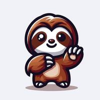 Cute Sloth emblem logo cartoon vector