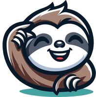 Cute Sloth emblem logo cartoon vector