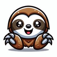 Cute Sloth emblem logo cartoon vector