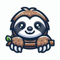 Cute Sloth emblem logo cartoon vector