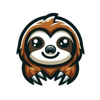 Cute Sloth emblem logo cartoon vector