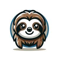 Cute Sloth emblem logo cartoon vector