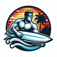 verano surf en el playa diseño vector