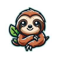 Cute Sloth emblem logo cartoon vector