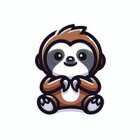 Cute Sloth emblem logo cartoon vector