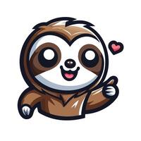 Cute Sloth emblem logo cartoon vector