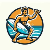 Summer surfing on the Beach Design vector