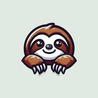 Cute Sloth emblem logo cartoon vector