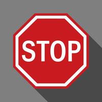 Red Stop Sign on gray background. vector